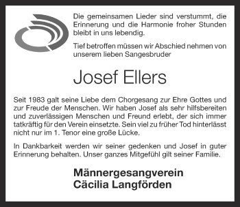 Anzeige von Josef Ellers von OM-Medien