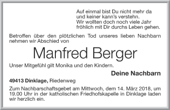 Anzeige von Manfred Berger von OM-Medien