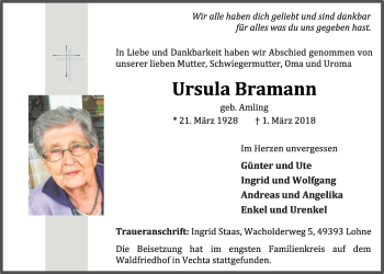 Anzeige von Ursula Bramann von OM-Medien