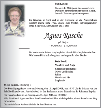 Anzeige von Agnes Rasche von OM-Medien