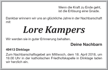 Anzeige von Lore Kampers von OM-Medien