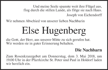 Anzeige von Else Hugenberg von OM-Medien