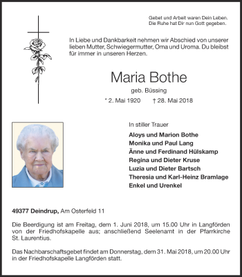 Anzeige von Maria Bothe von OM-Medien