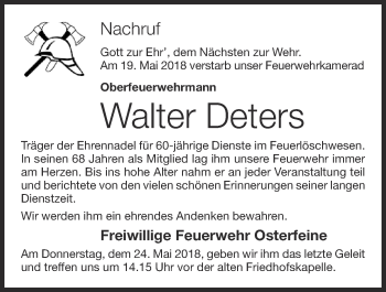 Anzeige von Walter Deters von OM-Medien