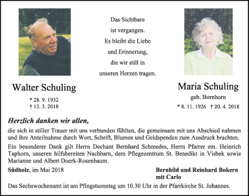 Anzeige von Walter und Maria Schuling von OM-Medien