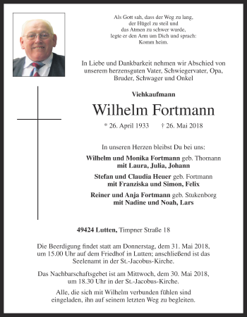 Anzeige von Wilhelm Fortmann von OM-Medien