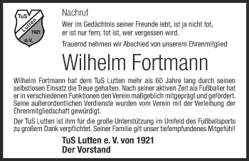 Anzeige von Wilhelm Fortmann von OM-Medien