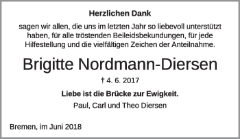 Anzeige von Brigitte Nordmann-Diersen von OM-Medien