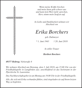 Anzeige von Erika Borchers von OM-Medien