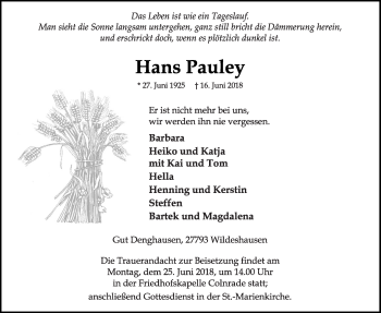 Anzeige von Hans Pauley von OM-Medien