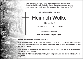 Anzeige von Heinrich Wolke von OM-Medien