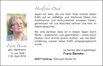 Anzeige von Edith Beneke von OM-Medien