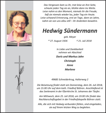 Anzeige von Hedwig Sündermann von OM-Medien