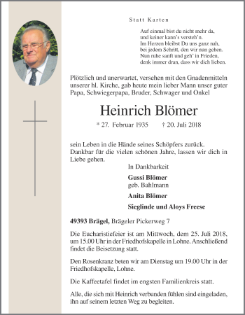 Anzeige von Heinrich Blömer von OM-Medien