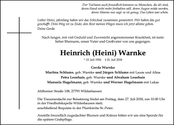 Anzeige von Heinrich Warnke von OM-Medien