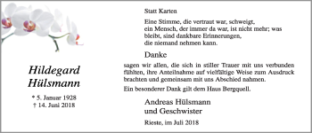 Anzeige von Hildegard Hülsmann von OM-Medien