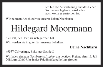 Anzeige von Hildegard Moormann von OM-Medien