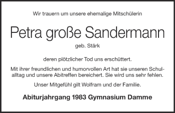 Anzeige von Petra Große Sandermann von OM-Medien