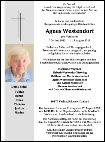 Anzeige von Agnes Westendorf von OM-Medien