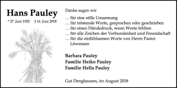 Anzeige von Hans Pauley von OM-Medien