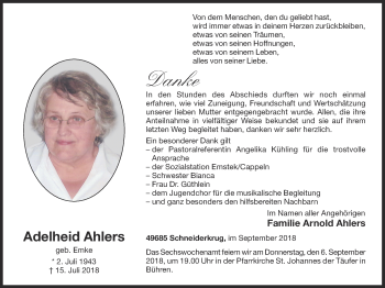 Anzeige von Adelheid Ahlers von OM-Medien