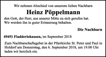 Anzeige von Heinz Pöppelmann von OM-Medien