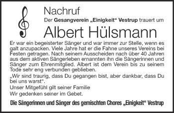 Anzeige von Albert Hülsmann von OM-Medien