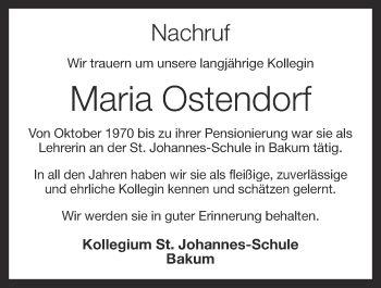 Anzeige von Maria Ostendorf von OM-Medien