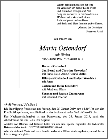 Anzeige von Maria Ostendorf von OM-Medien