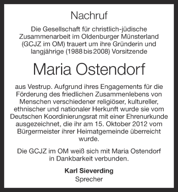 Anzeige von Maria Ostendorf von OM-Medien