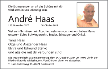 Anzeige von Andre Haas von OM-Medien