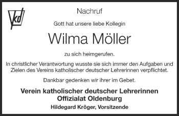 Anzeige von Wilma Möller von OM-Medien