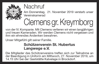 Anzeige von Clemens gr.Kreymborg von OM-Medien