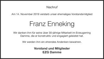 Anzeige von Franz Enneking von OM-Medien