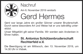 Anzeige von Gerd Hermes von OM-Medien