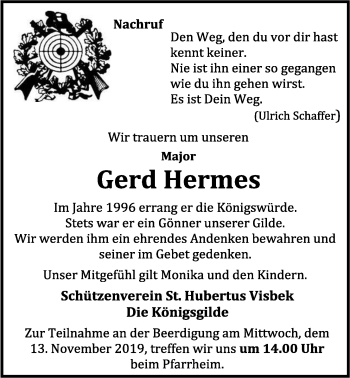 Anzeige von Gerd Hermes von OM-Medien