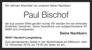 Anzeige von Paul Bischof von OM-Medien