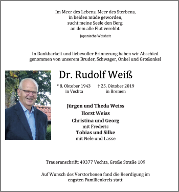 Anzeige von Rudolf Weiß von OM-Medien