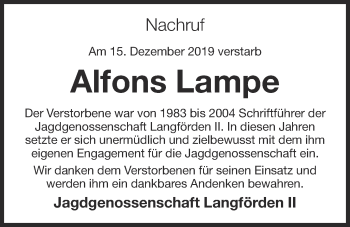 Anzeige von Alfons Lampe von OM-Medien