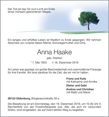 Anzeige von Anna Haake von OM-Medien