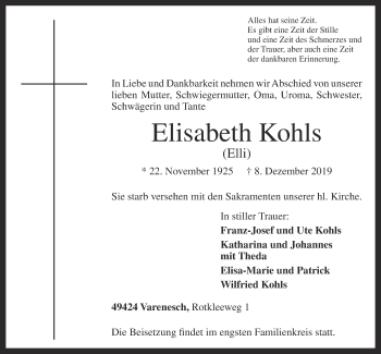 Anzeige von Elisabeth Kohls von OM-Medien