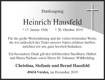 Anzeige von Heinrich Hausfeld von OM-Medien