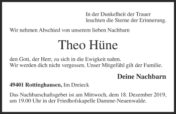 Anzeige von Theo Hüne von OM-Medien