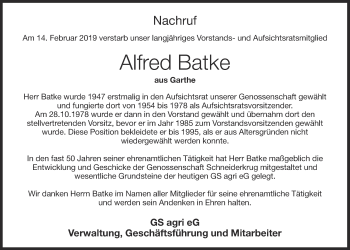 Anzeige von Alfred Batke von OM-Medien