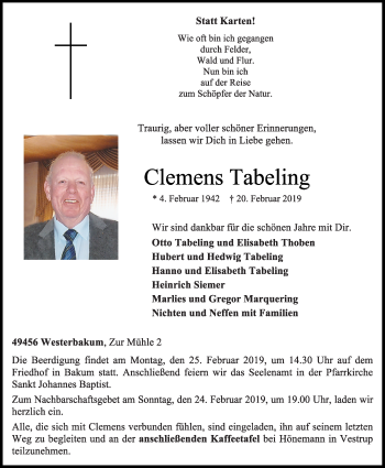 Anzeige von Clemens Tabeling von OM-Medien