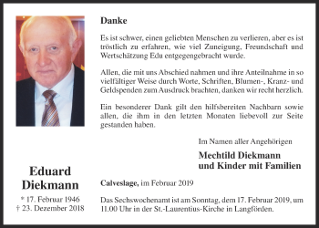 Anzeige von Eduard Diekmann von OM-Medien