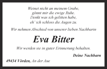 Anzeige von Eva Bitter von OM-Medien