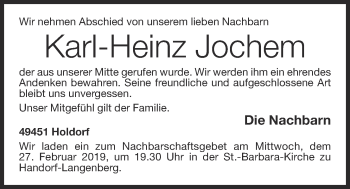 Anzeige von Karl-Heinz Jochem von OM-Medien