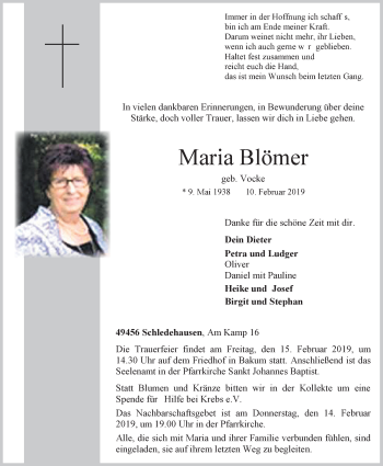 Anzeige von Maria Blömer von OM-Medien