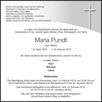 Anzeige von Maria Pundt von OM-Medien